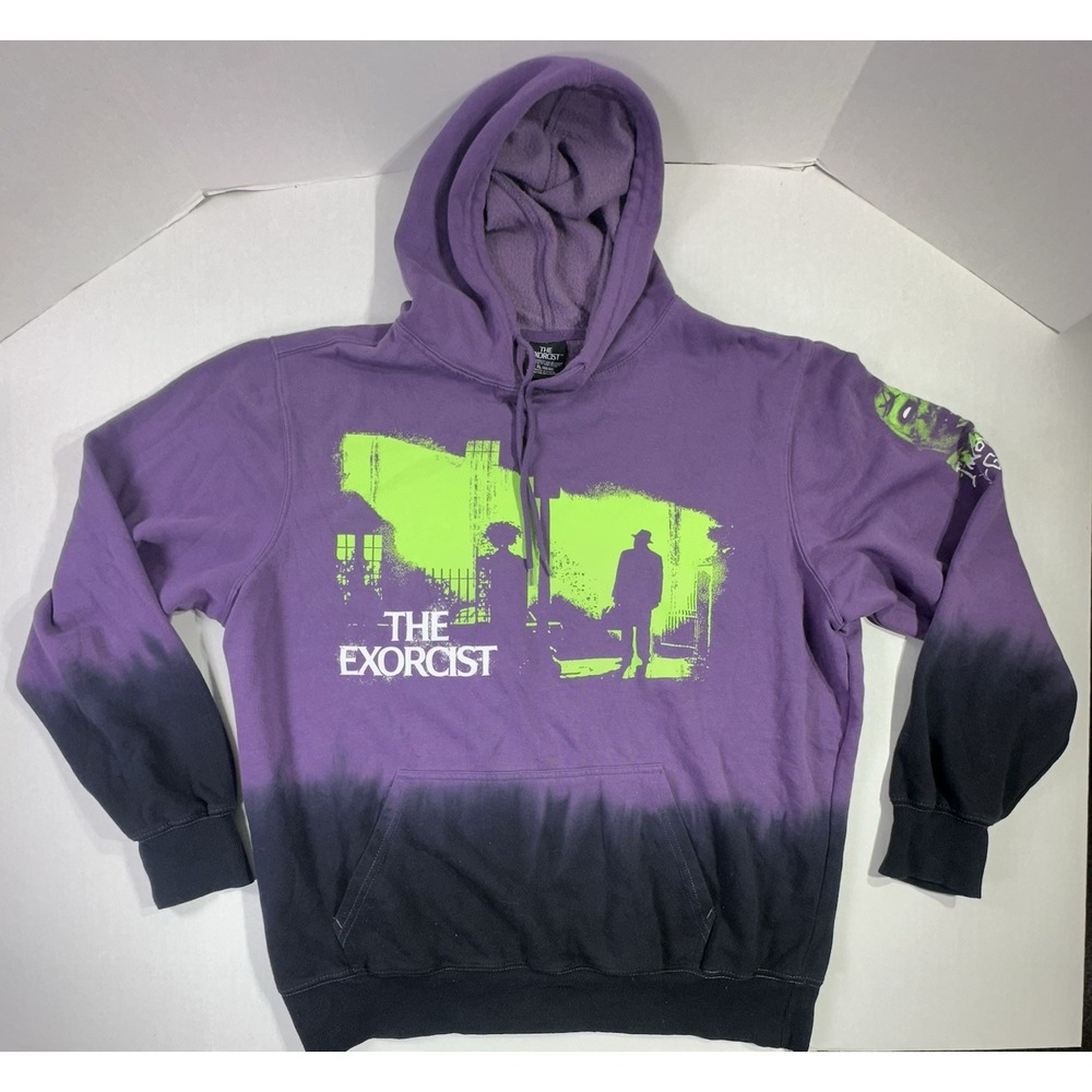 The Exorcist Hoodie XL Purple Black Dip Dye Horror Movie Regan Graphic S23
